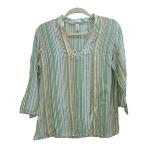 Old Navy Green Tunic with Mandarin Collar and Relaxed Fit